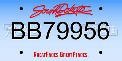 BB79956 South Dakota License Plate