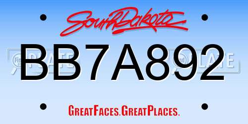 BB7A892 South Dakota License Plate