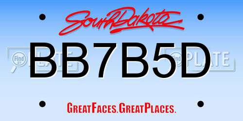 BB7B5D South Dakota License Plate
