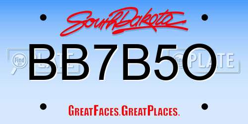 BB7B5O South Dakota License Plate