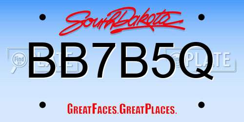 BB7B5Q South Dakota License Plate