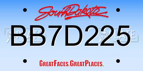 BB7D225 South Dakota License Plate