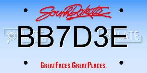 BB7D3E South Dakota License Plate