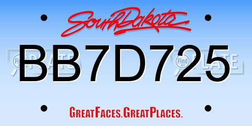 BB7D725 South Dakota License Plate