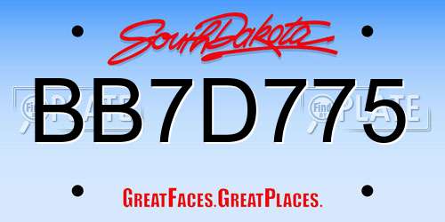 BB7D775 South Dakota License Plate