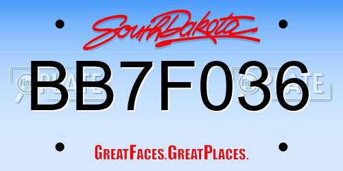 BB7F036 South Dakota License Plate
