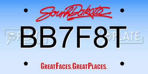 BB7F8T South Dakota License Plate