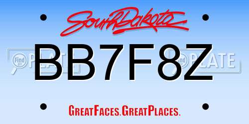 BB7F8Z South Dakota License Plate