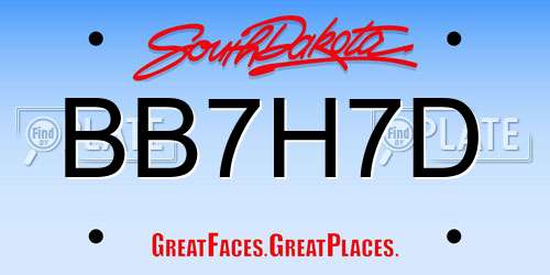 BB7H7D South Dakota License Plate