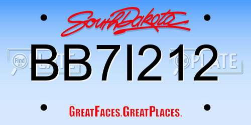BB7I212 South Dakota License Plate