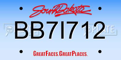 BB7I712 South Dakota License Plate