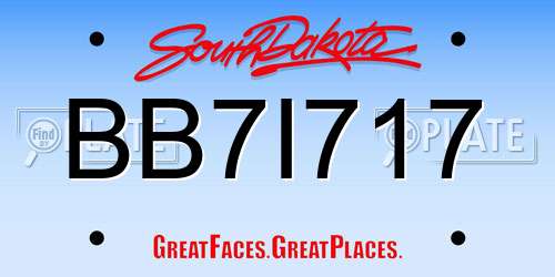 BB7I717 South Dakota License Plate