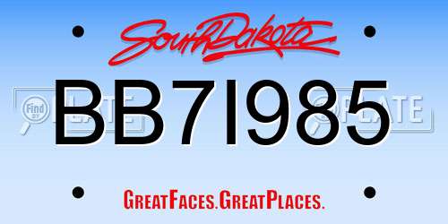 BB7I985 South Dakota License Plate