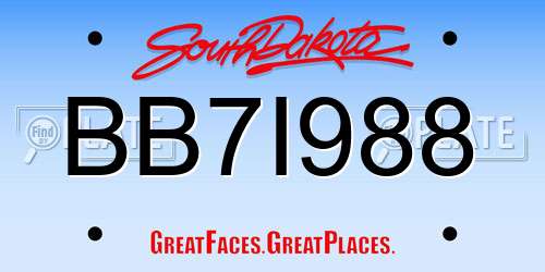 BB7I988 South Dakota License Plate
