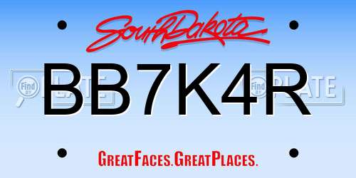 BB7K4R South Dakota License Plate