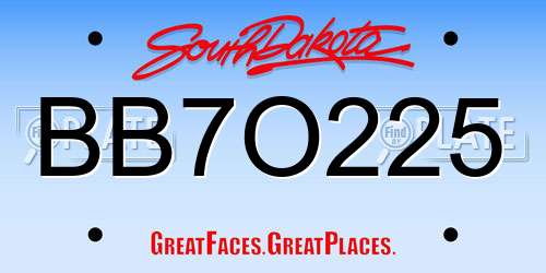 BB7O225 South Dakota License Plate