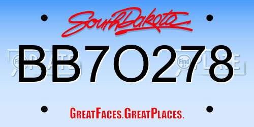BB7O278 South Dakota License Plate