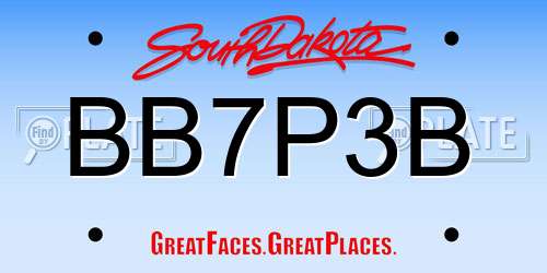BB7P3B South Dakota License Plate