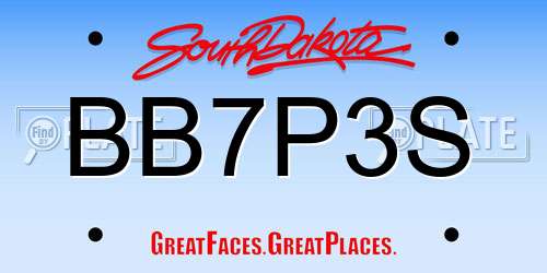 BB7P3S South Dakota License Plate