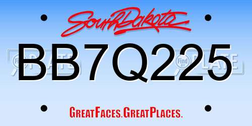 BB7Q225 South Dakota License Plate