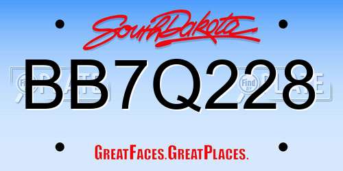 BB7Q228 South Dakota License Plate