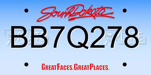 BB7Q278 South Dakota License Plate
