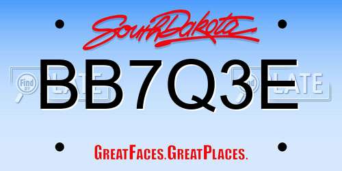 BB7Q3E South Dakota License Plate