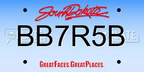 BB7R5B South Dakota License Plate