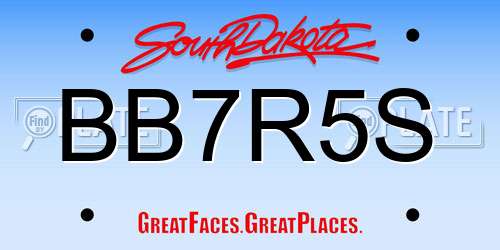BB7R5S South Dakota License Plate