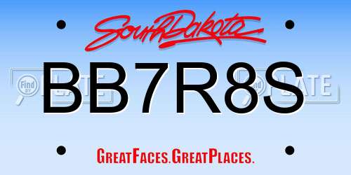 BB7R8S South Dakota License Plate