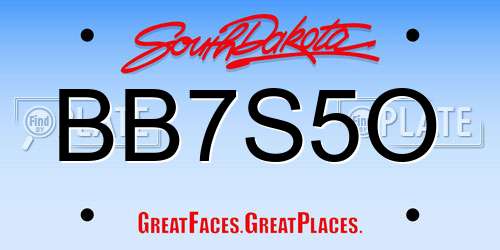 BB7S5O South Dakota License Plate
