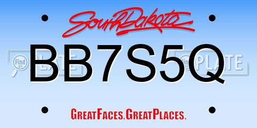 BB7S5Q South Dakota License Plate