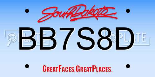 BB7S8D South Dakota License Plate
