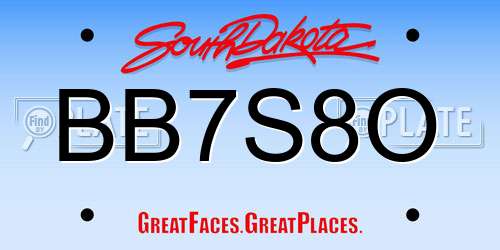 BB7S8O South Dakota License Plate
