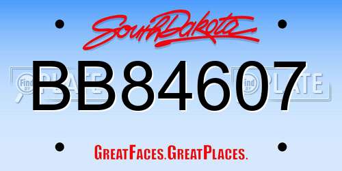 BB84607 South Dakota License Plate