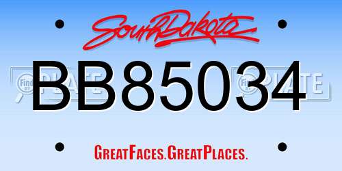 BB85034 South Dakota License Plate