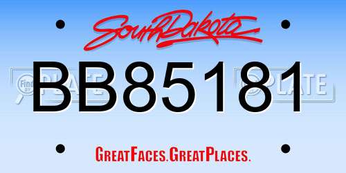 BB85181 South Dakota License Plate