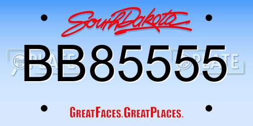 BB85555 South Dakota License Plate