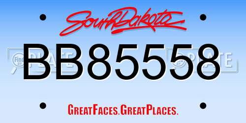 BB85558 South Dakota License Plate
