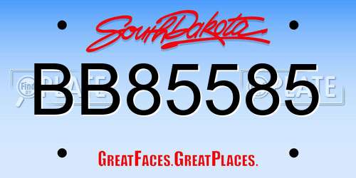 BB85585 South Dakota License Plate