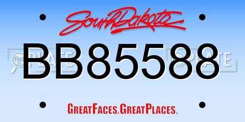 BB85588 South Dakota License Plate