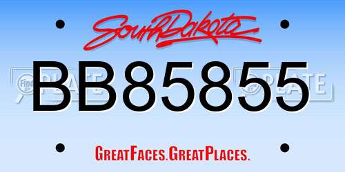 BB85855 South Dakota License Plate