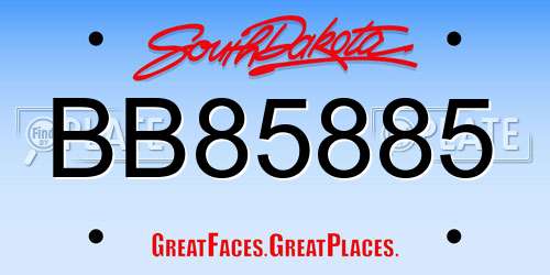 BB85885 South Dakota License Plate