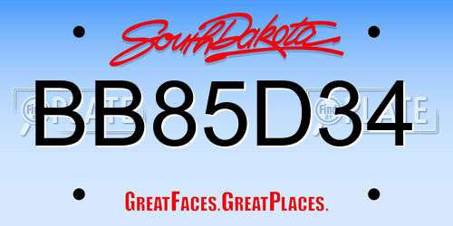 BB85D34 South Dakota License Plate