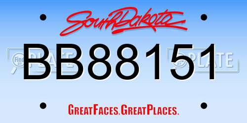 BB88151 South Dakota License Plate