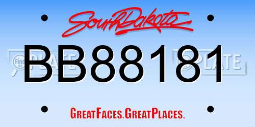 BB88181 South Dakota License Plate