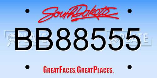 BB88555 South Dakota License Plate