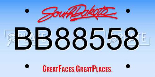 BB88558 South Dakota License Plate