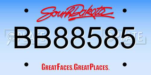BB88585 South Dakota License Plate