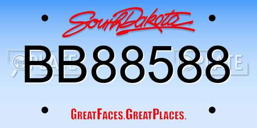 BB88588 South Dakota License Plate